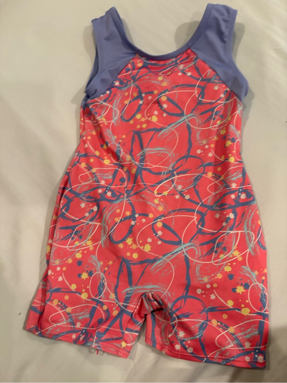 Kids' Coral Patterned Short Biketard Size 8